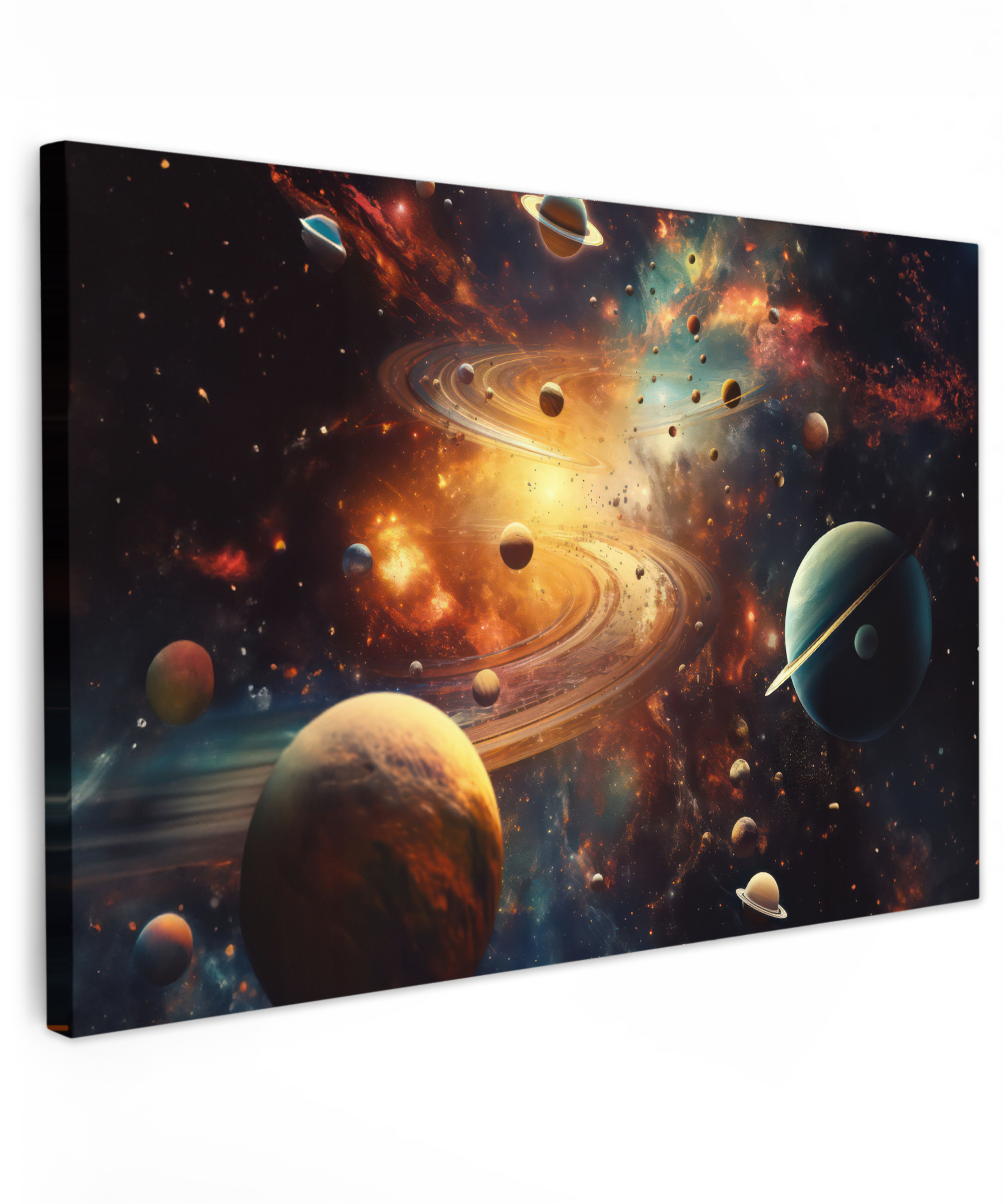 Canvas schilderij - Melkweg - Ruimte - Neon - Planeten