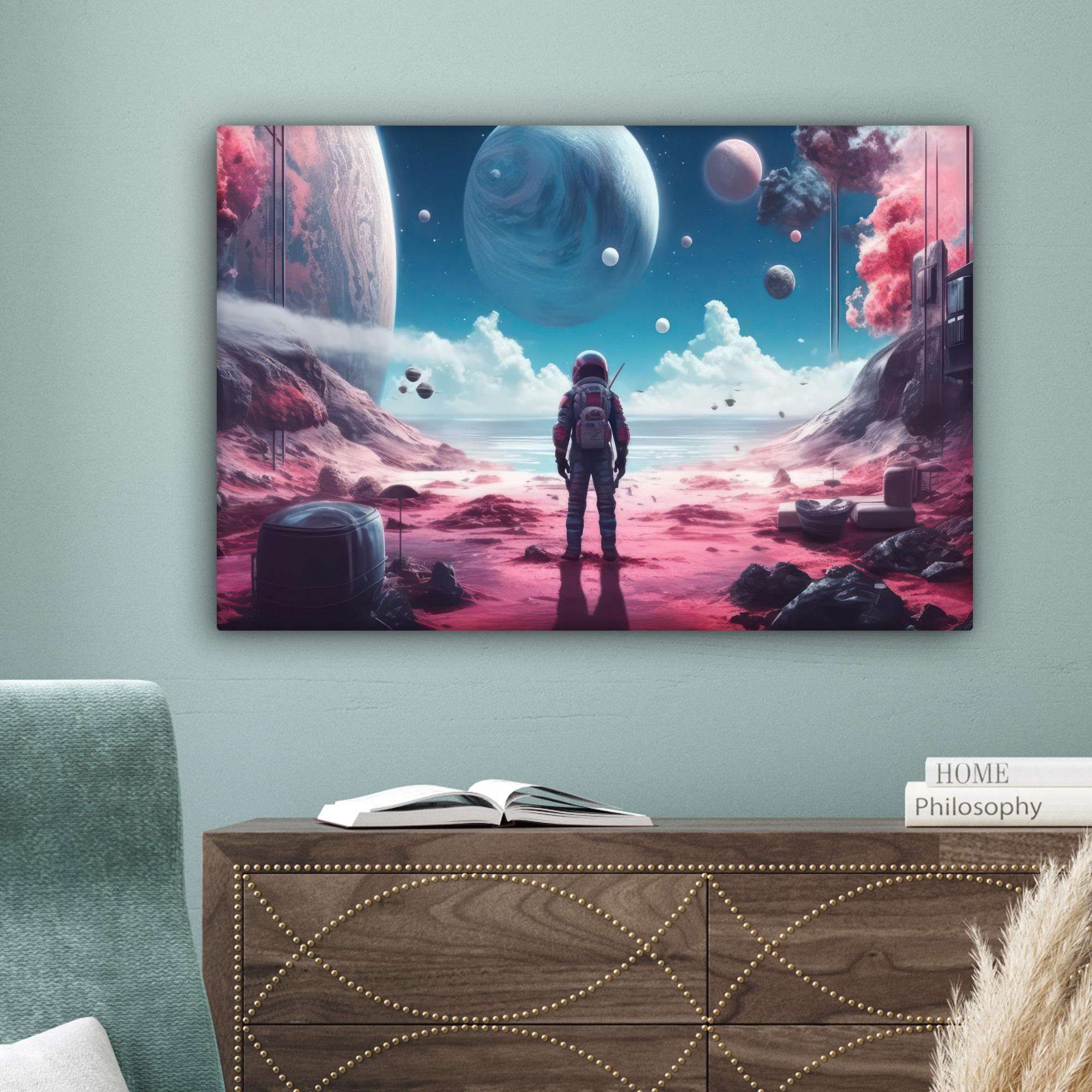 Canvas schilderij - Astronaut - Ruimte - Planeten - Wolken-4