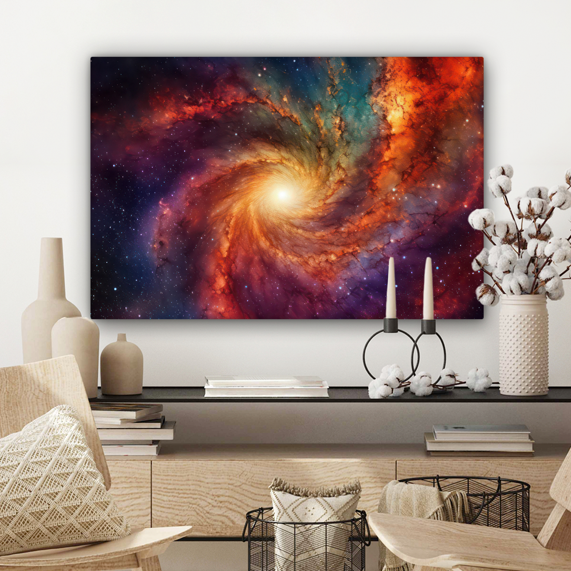 Leinwandbild - Sternenhimmel - Weltraum - Milchstraße - Neon-3