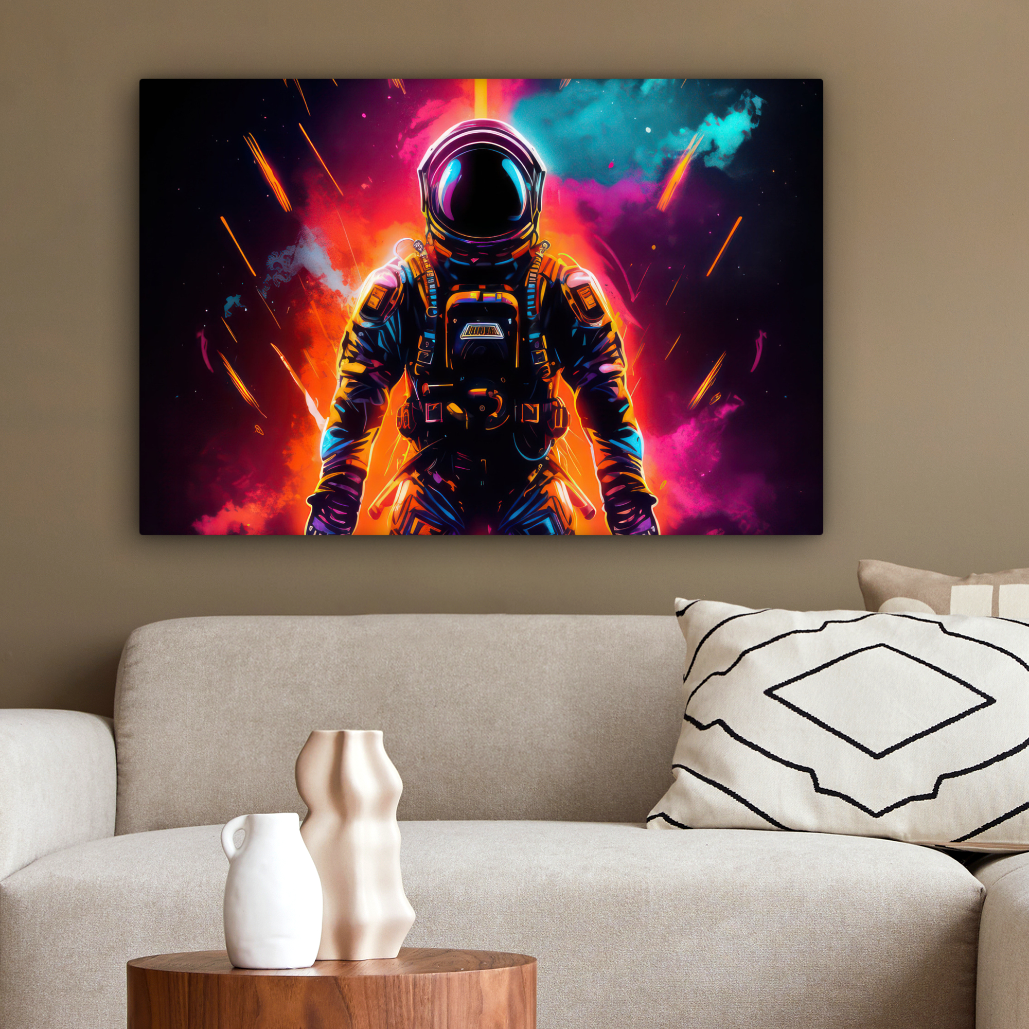 Canvas schilderij - Astronaut - Neon - Gaming - Ruimte-2