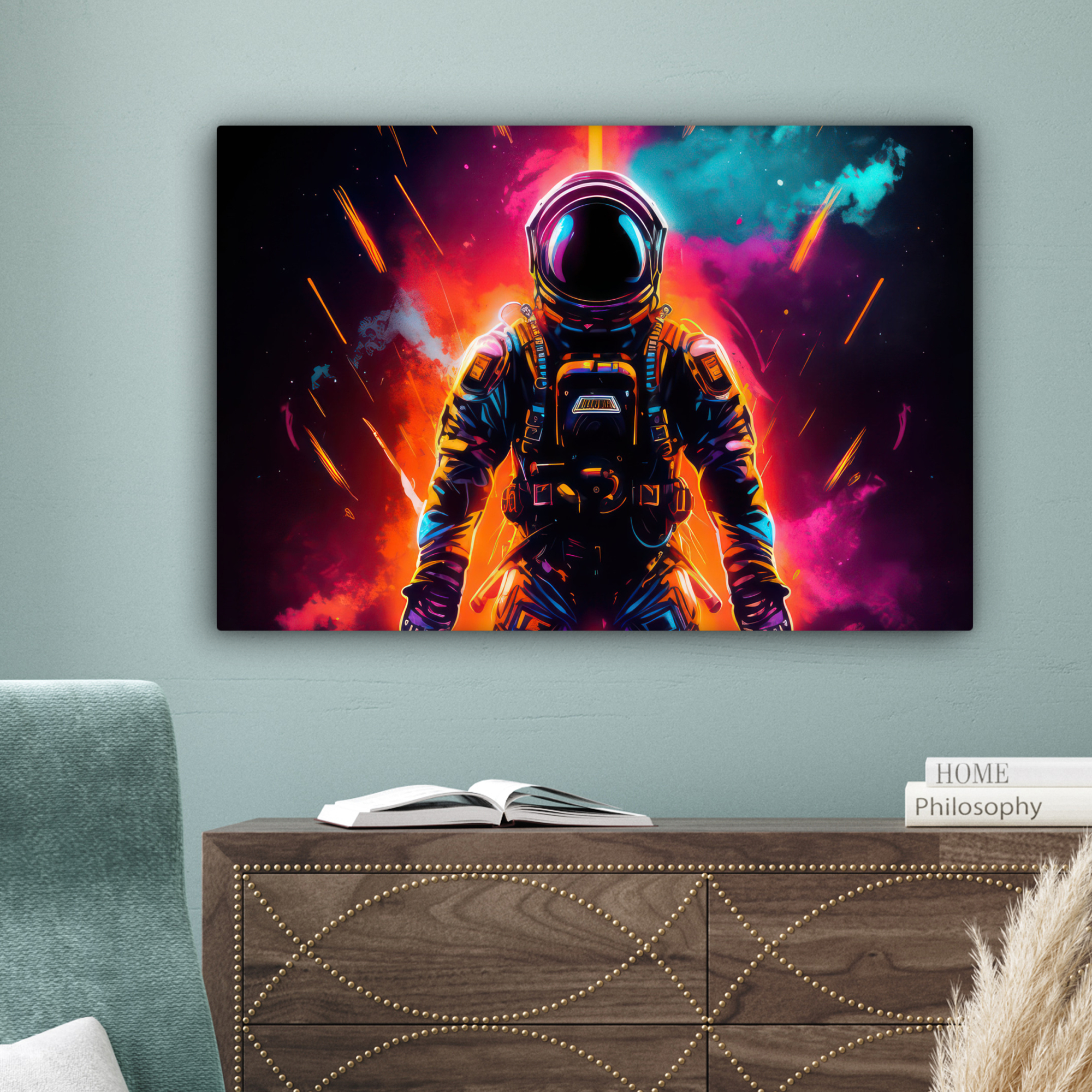 Canvas schilderij - Astronaut - Neon - Gaming - Ruimte-4
