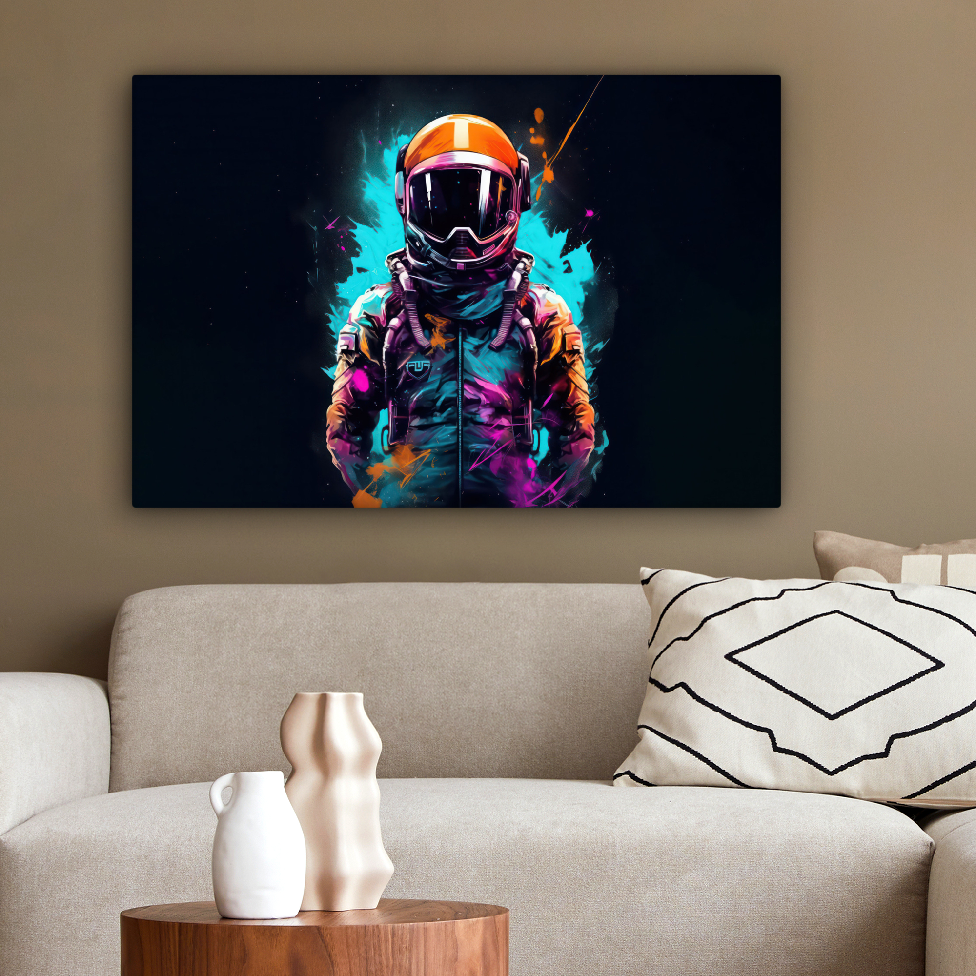 Canvas schilderij - Astronaut - Neon - Gaming - Ruimte-2