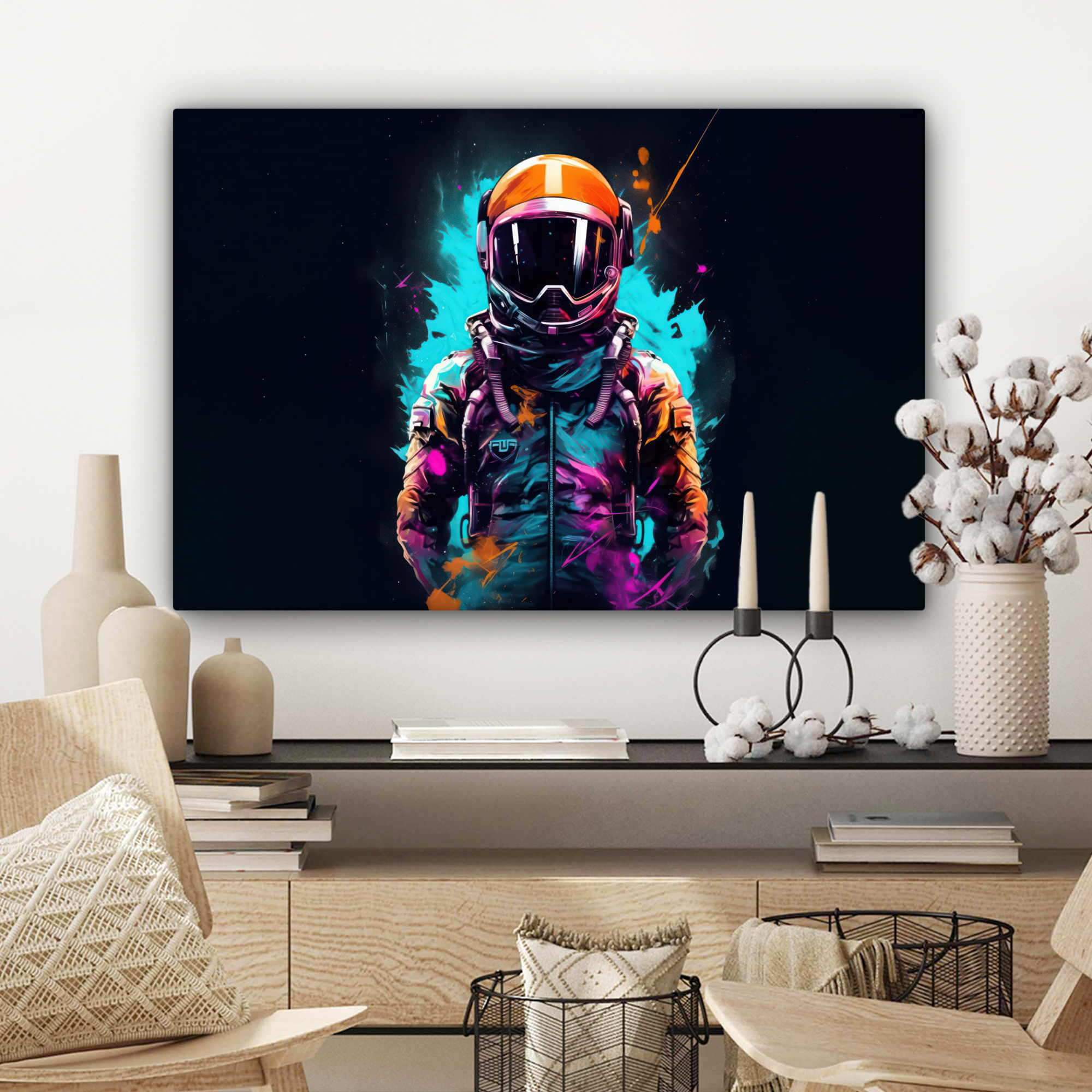 Canvas schilderij - Astronaut - Neon - Gaming - Ruimte-3
