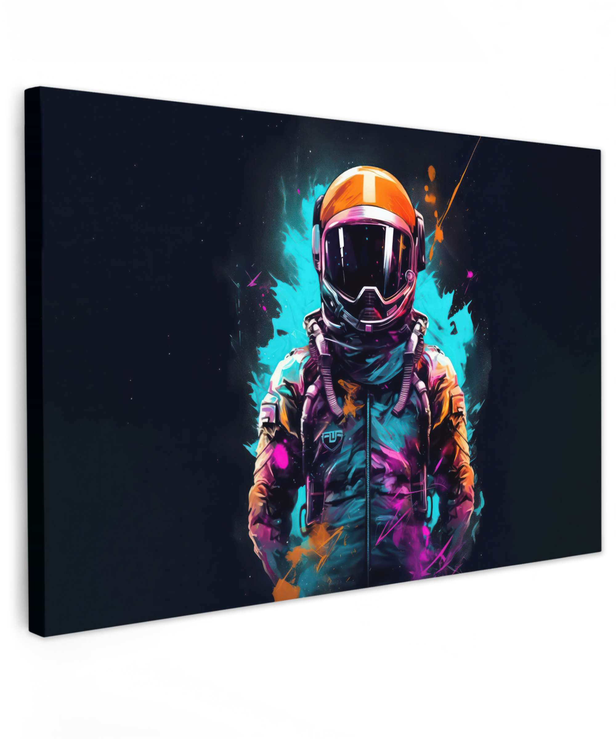 Canvas schilderij - Astronaut - Neon - Gaming - Ruimte