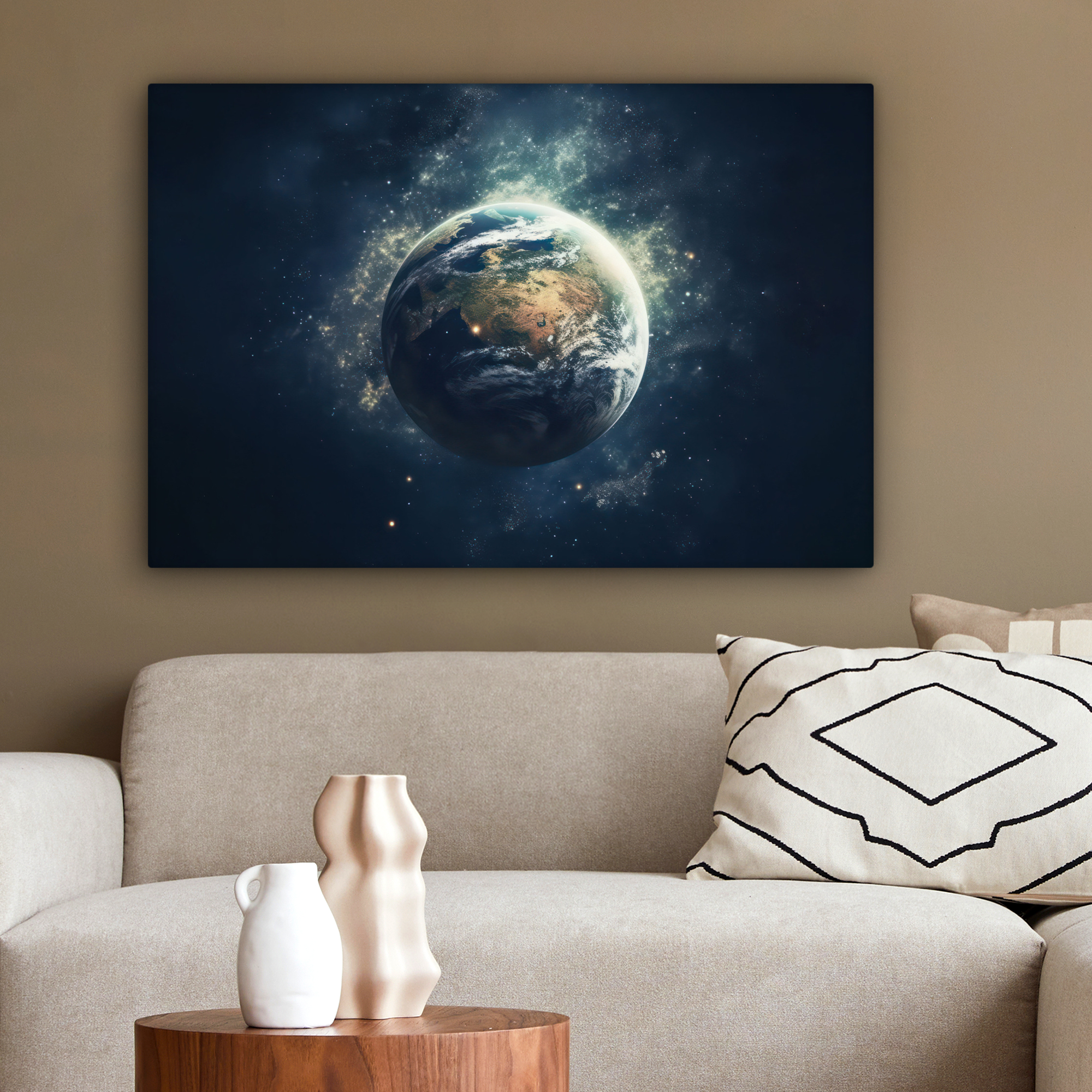 Canvas schilderij - Ruimte - Aarde - Sterren - Heelal-2