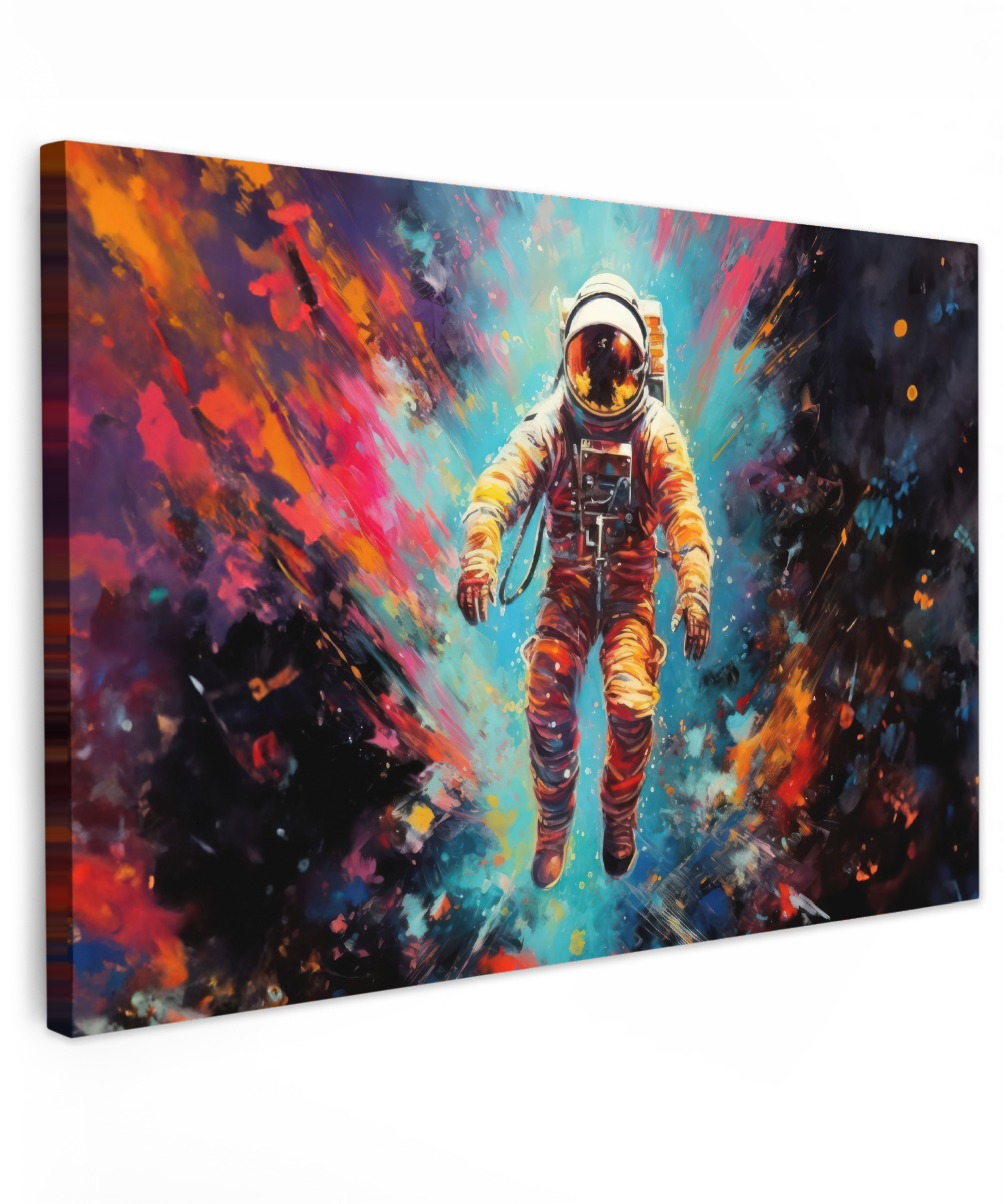 Canvas schilderij - Astronaut - Graffiti - Ruimte - Neon