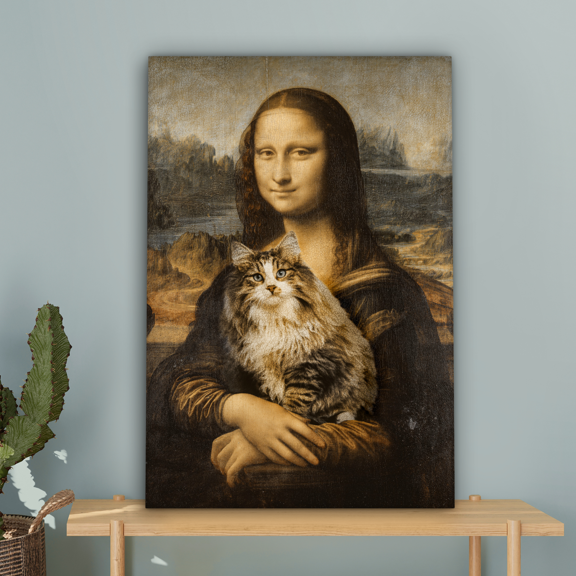Canvas schilderij - Mona Lisa - Kat - Da Vinci-4