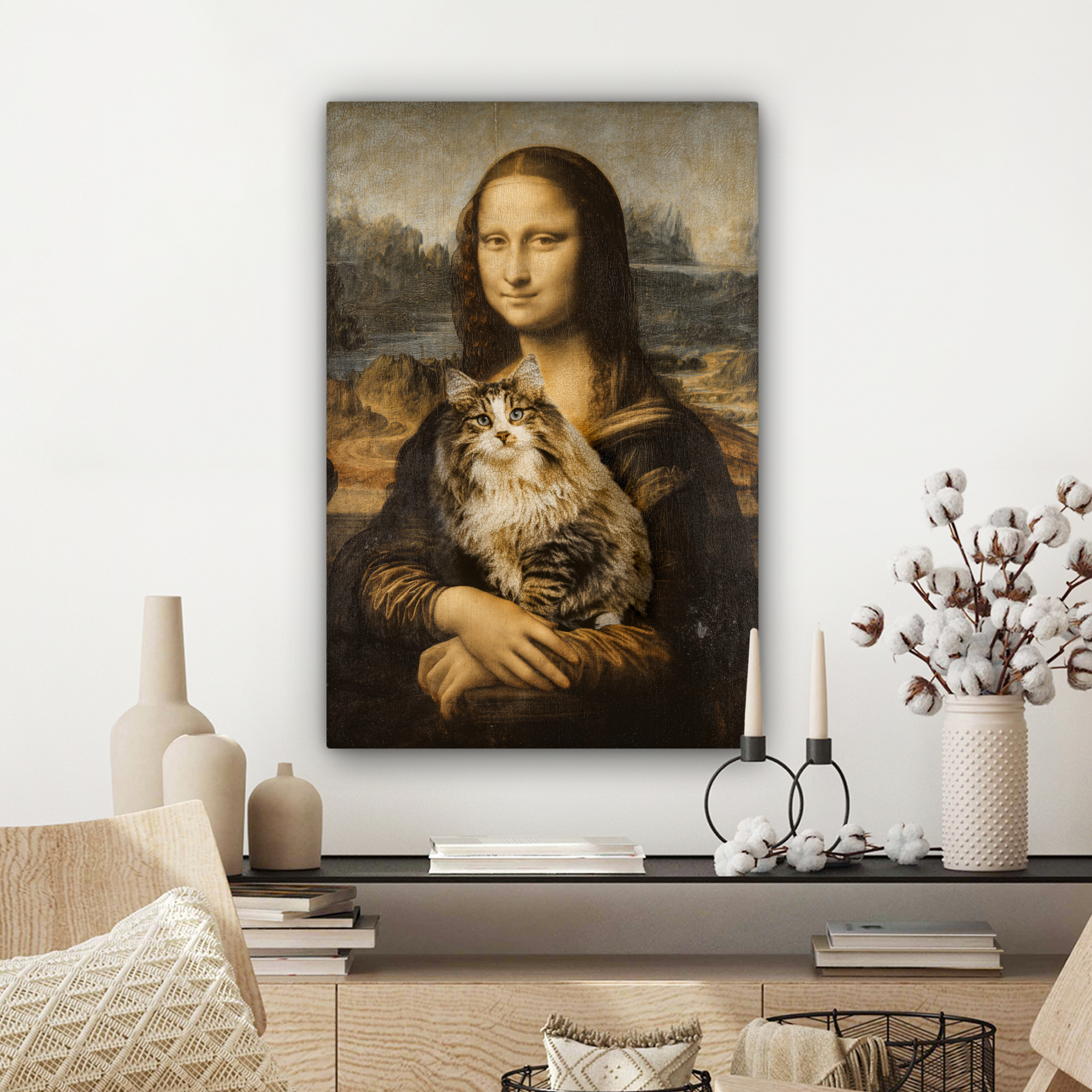 Tableau sur toile - Mona Lisa - Chat - Da Vinci-3