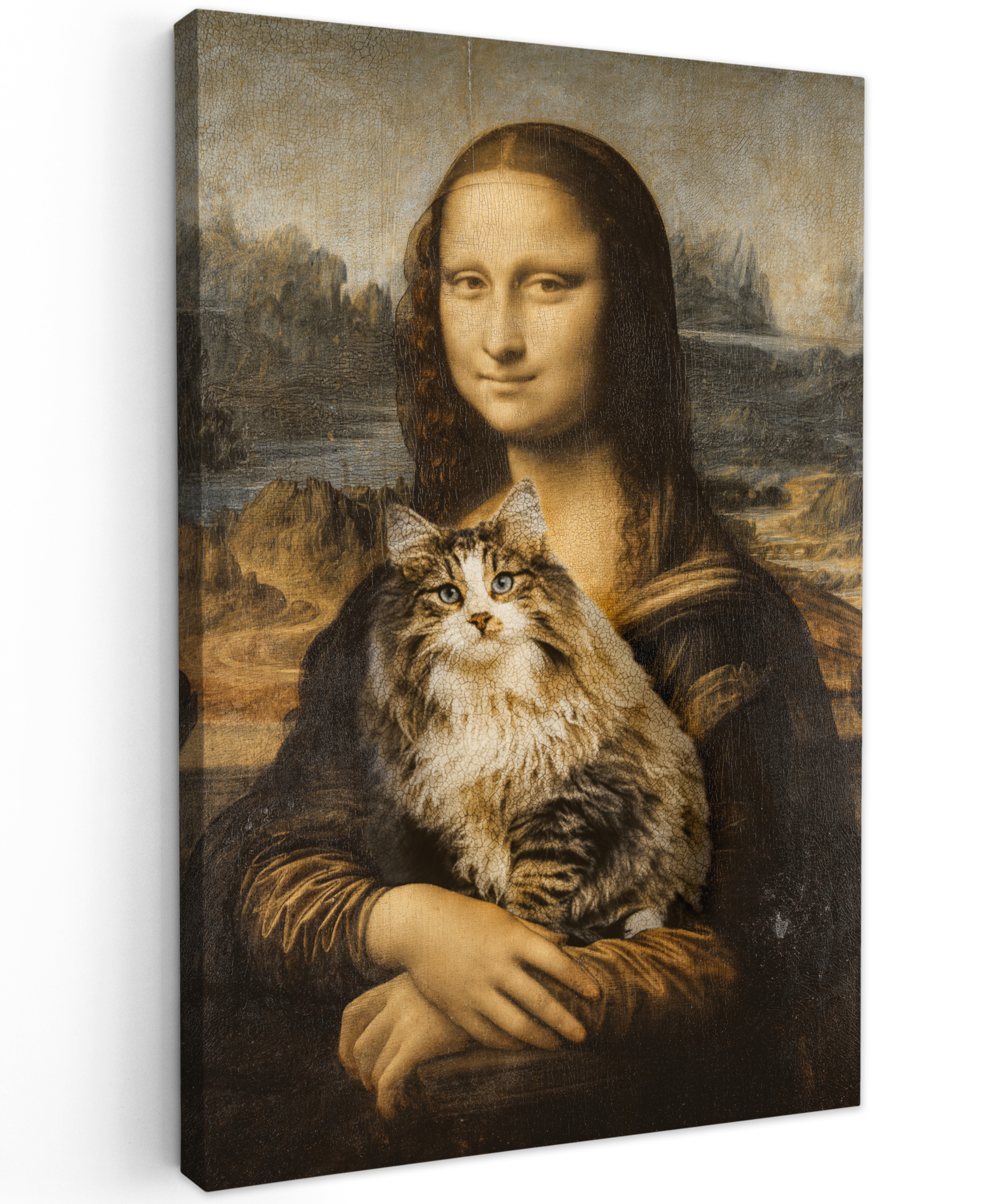 Canvas schilderij - Mona Lisa - Kat - Da Vinci