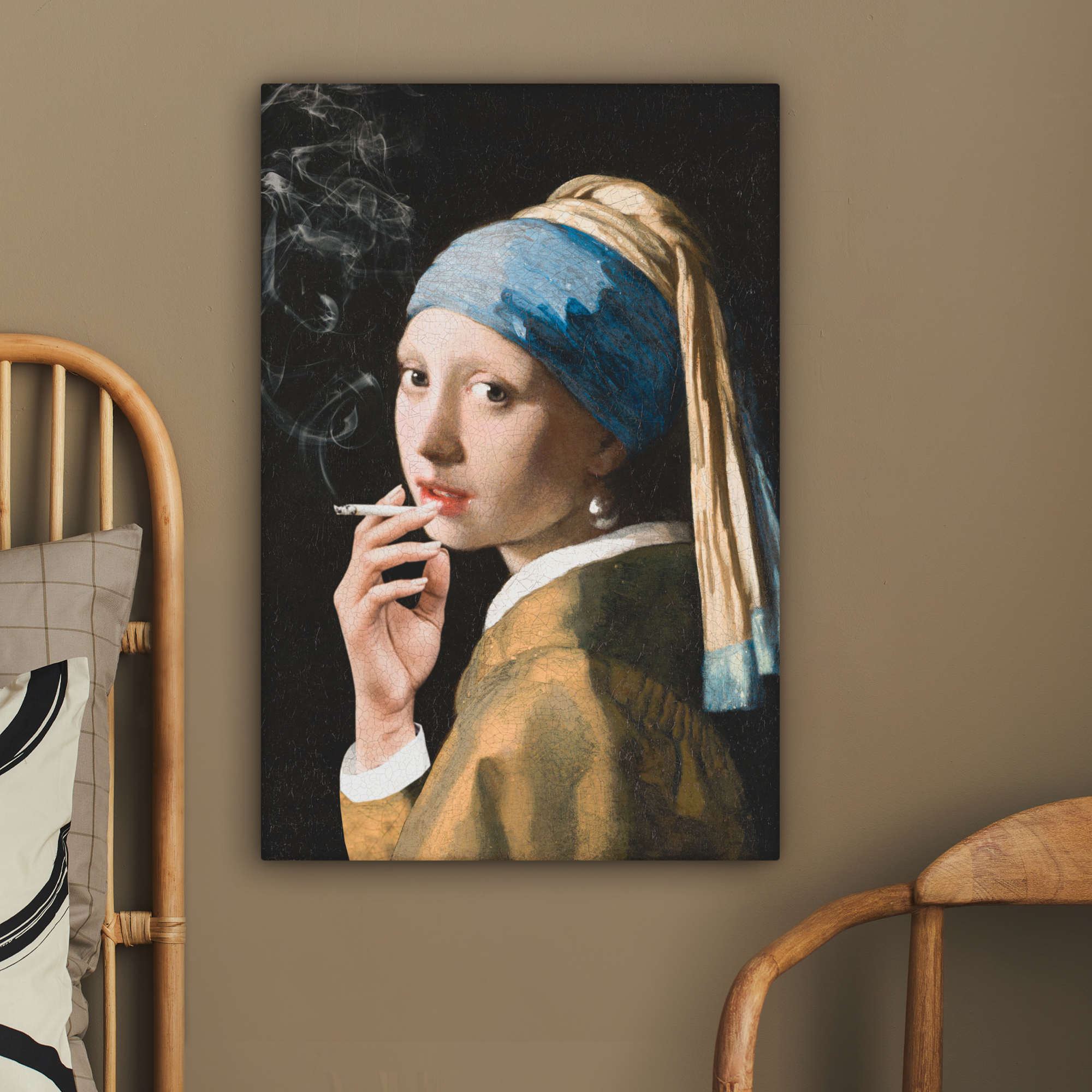 Tableau sur toile - Fille avec une boucle d'oreille en perle - Johannes Vermeer - Cigarettes-2