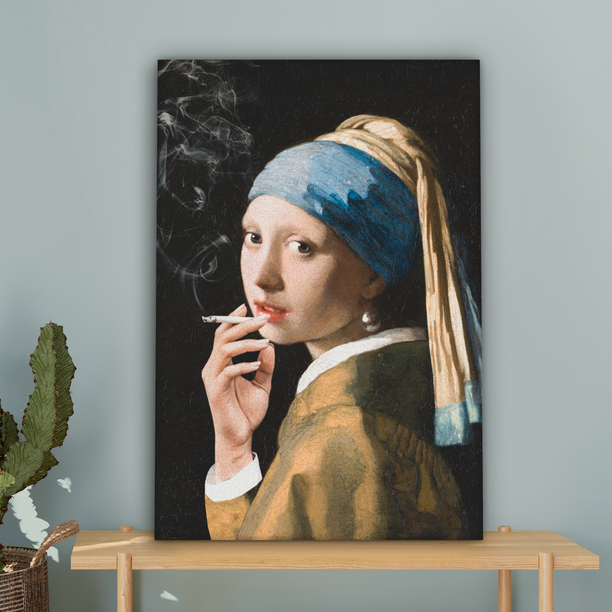 Tableau sur toile - Fille avec une boucle d'oreille en perle - Johannes Vermeer - Cigarettes-4