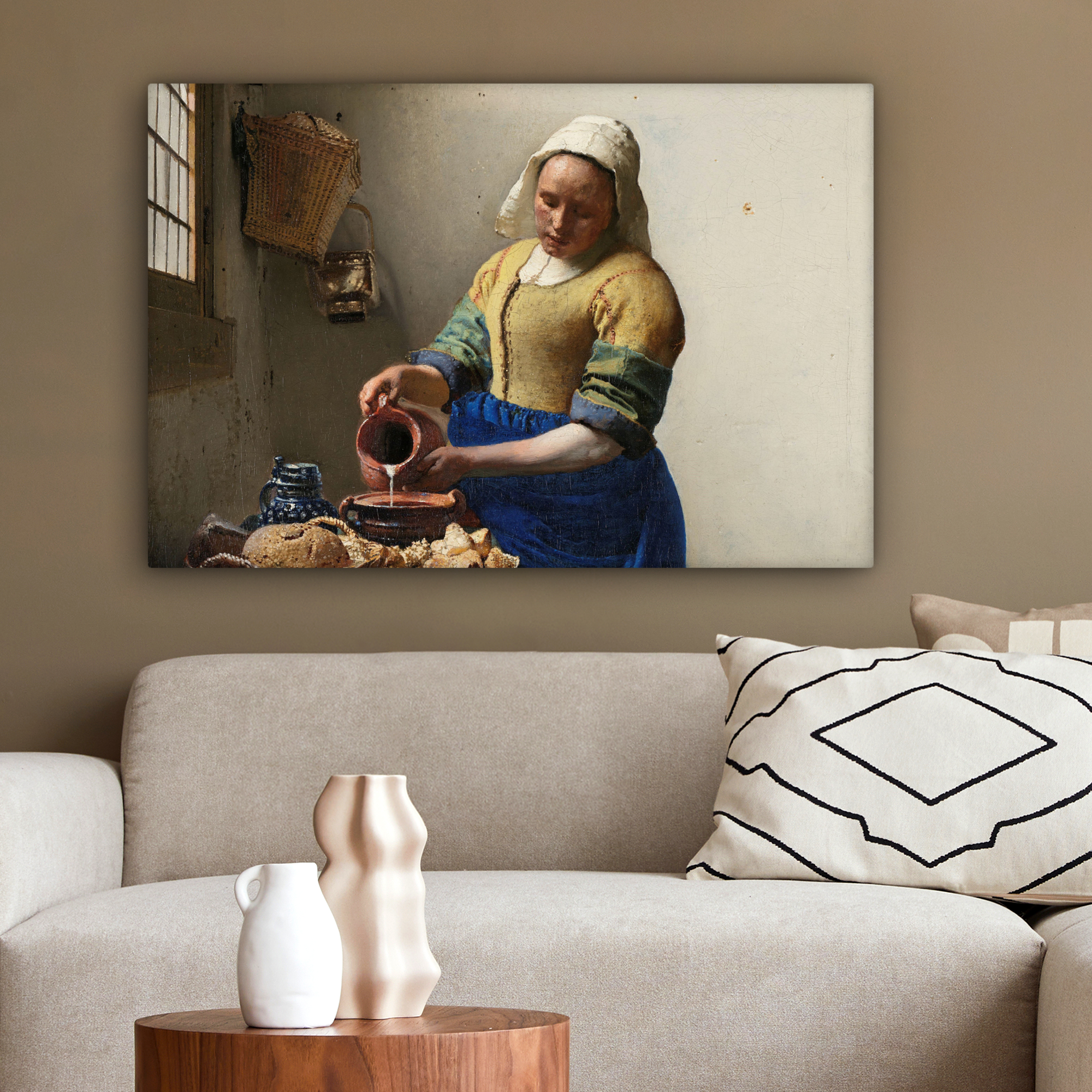 Canvas schilderij - Het melkmeisje - Schilderij van Johannes Vermeer-2