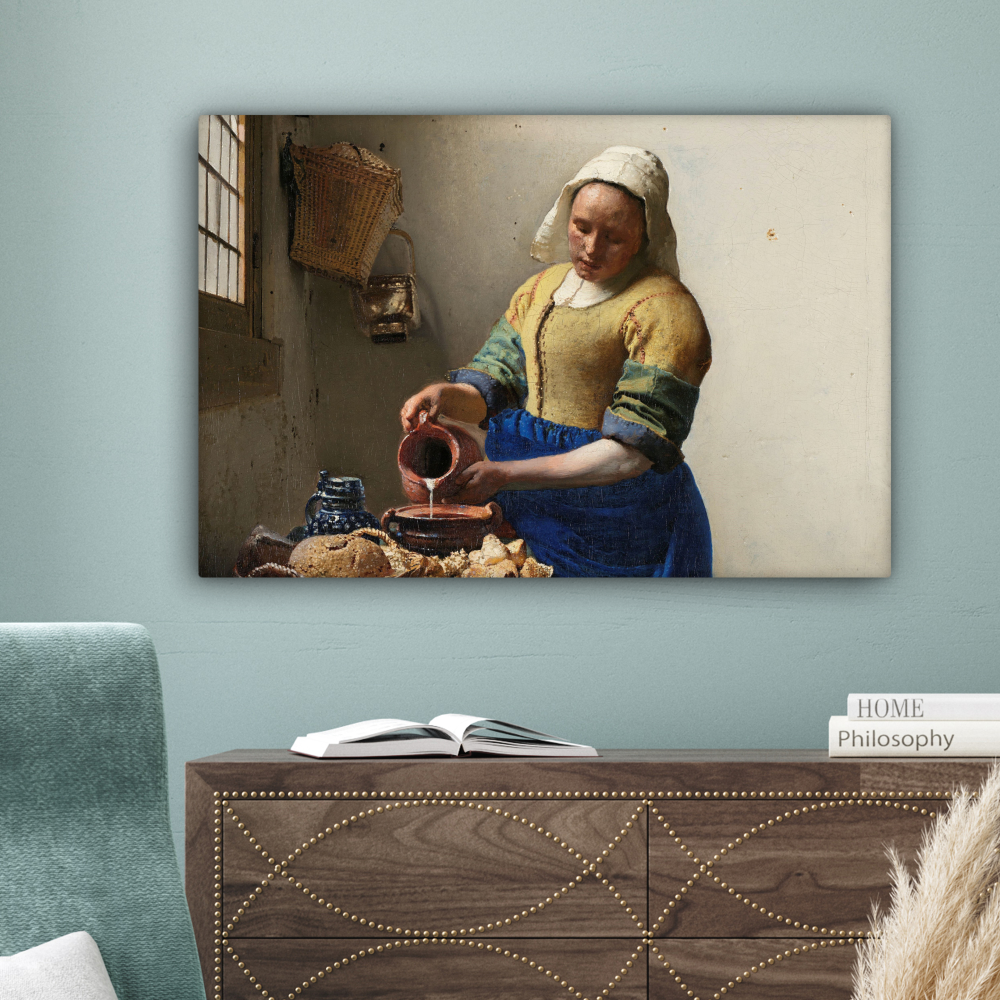 Canvas schilderij - Het melkmeisje - Schilderij van Johannes Vermeer-4