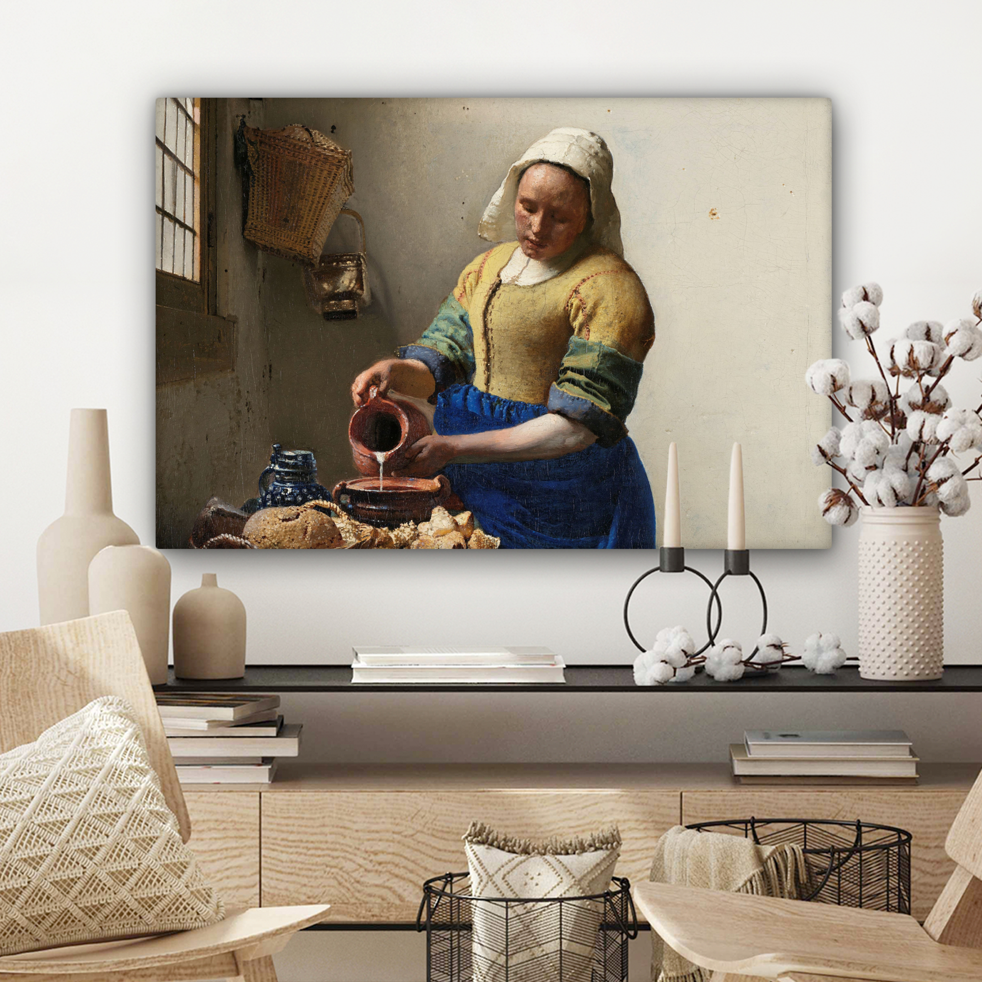 Canvas schilderij - Het melkmeisje - Schilderij van Johannes Vermeer-3