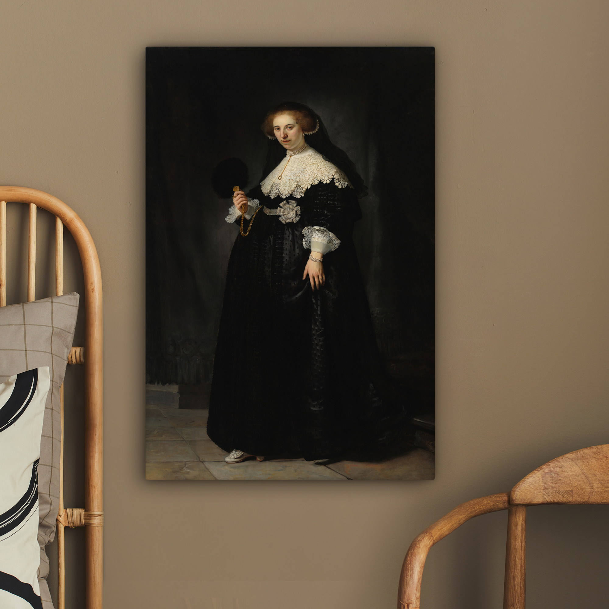 Tableau sur toile - Le portrait de mariage d'Oopjen Coppit - Rembrandt van Rijn-2