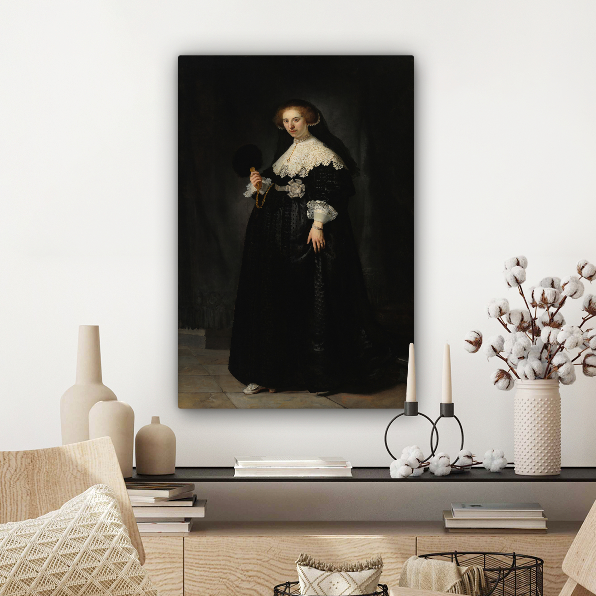 Canvas schilderij - Het huwelijksportret van Oopjen Coppit - Rembrandt van Rijn-3