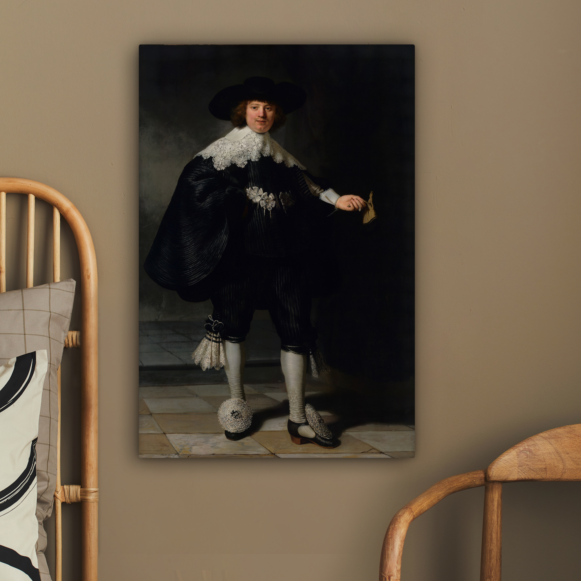 Canvas schilderij - Het huwelijksportret van Marten Soolmans - Rembrandt van Rijn-2