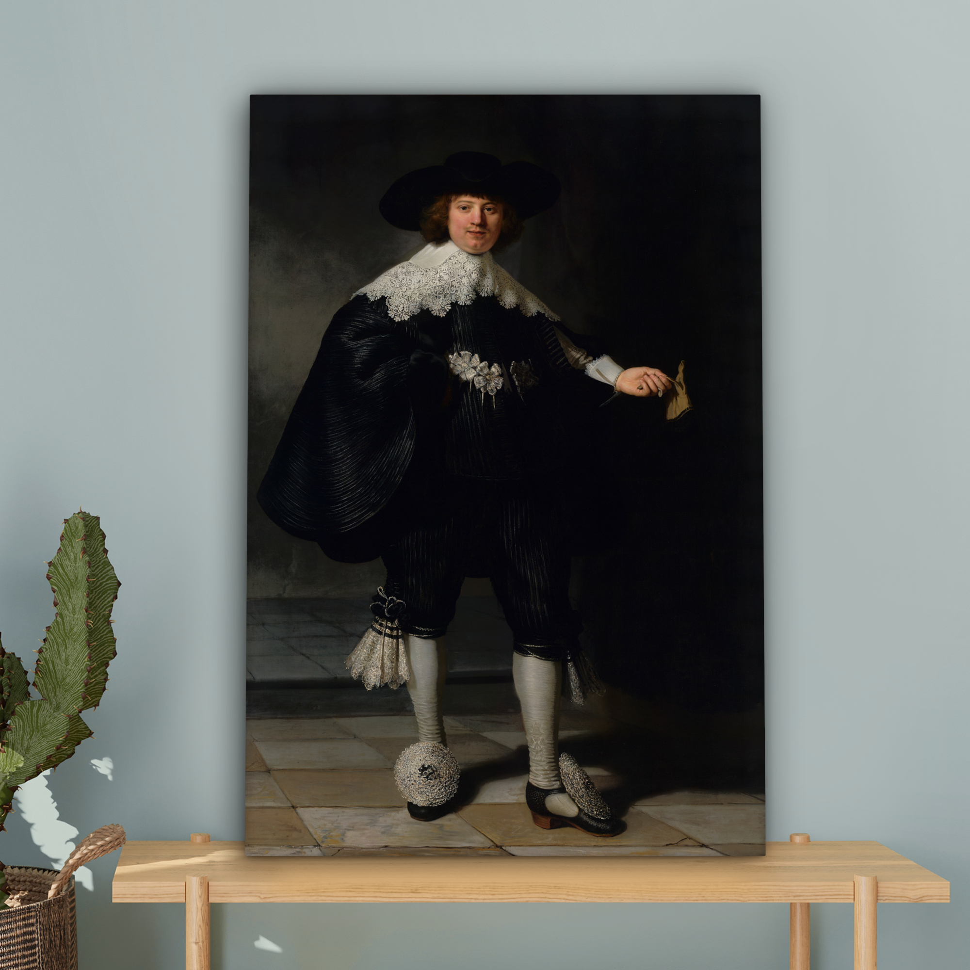 Canvas schilderij - Het huwelijksportret van Marten Soolmans - Rembrandt van Rijn-4