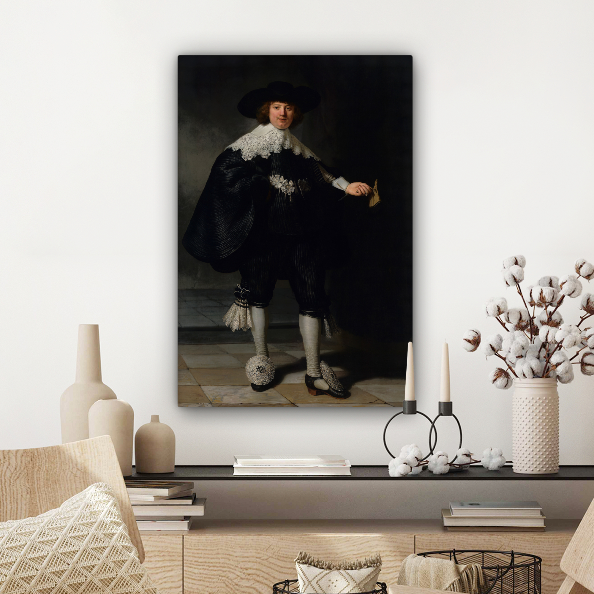 Canvas schilderij - Het huwelijksportret van Marten Soolmans - Rembrandt van Rijn-3