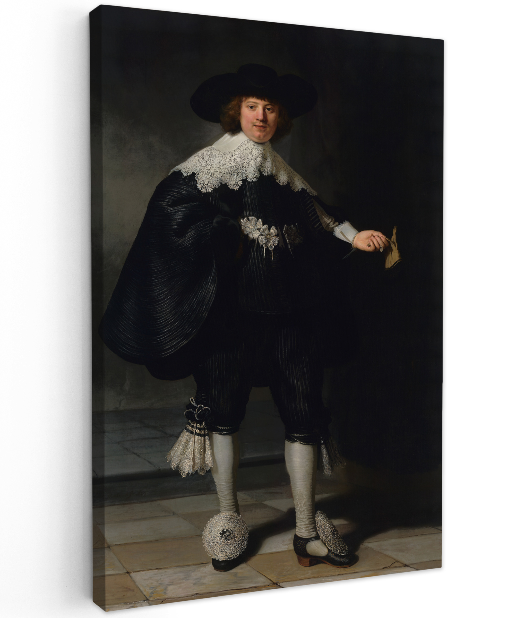 Canvas schilderij - Het huwelijksportret van Marten Soolmans - Rembrandt van Rijn