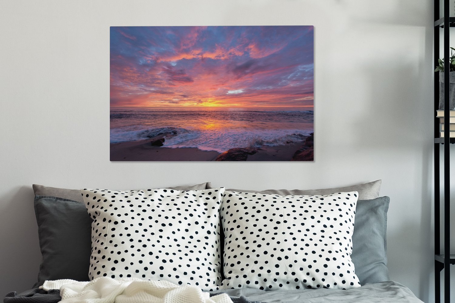 Strand - Zee - Zonsondergang canvas 2cm middel -slaapkamer