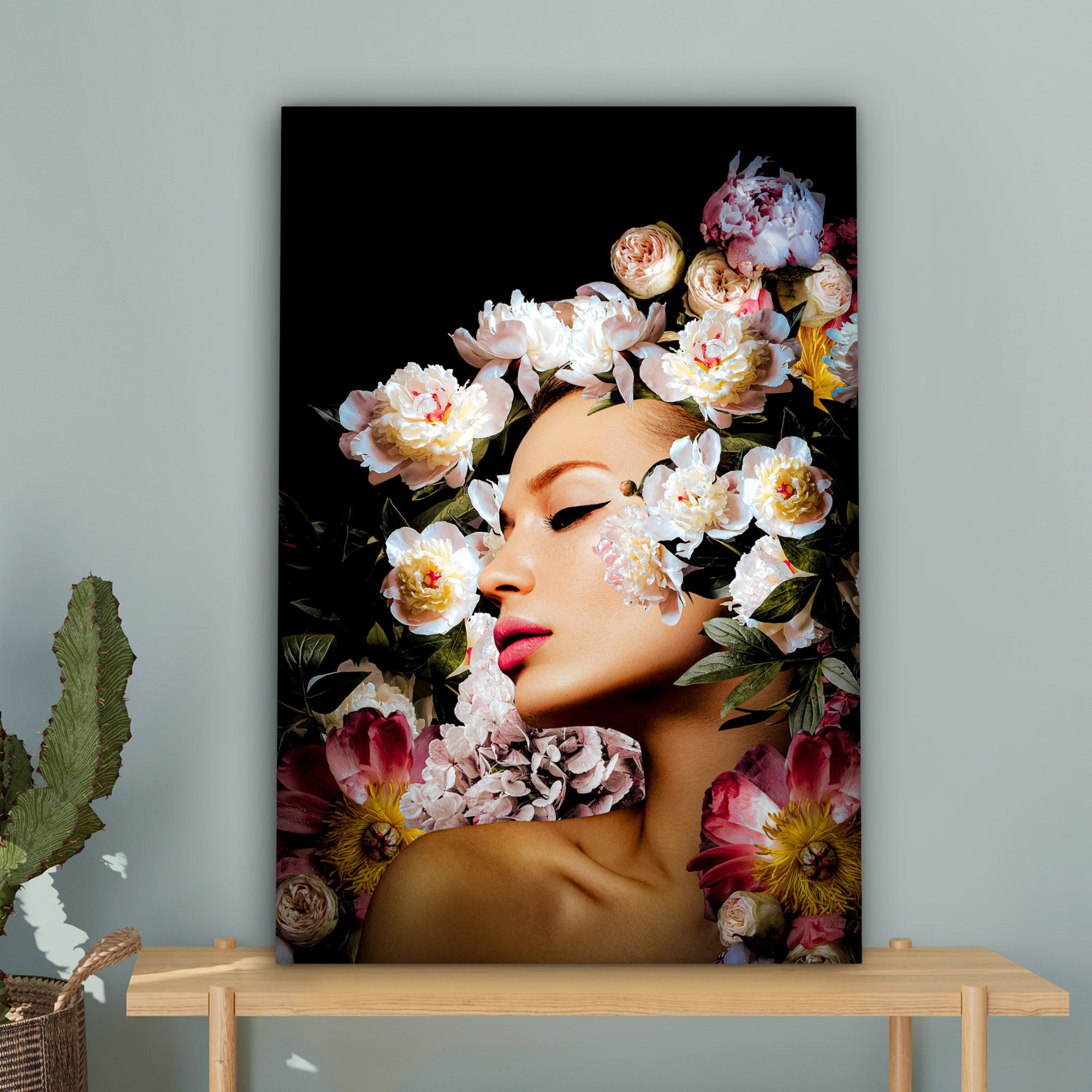 Tableau sur toile - Femmes - Fleurs - Roses - Portrait-4