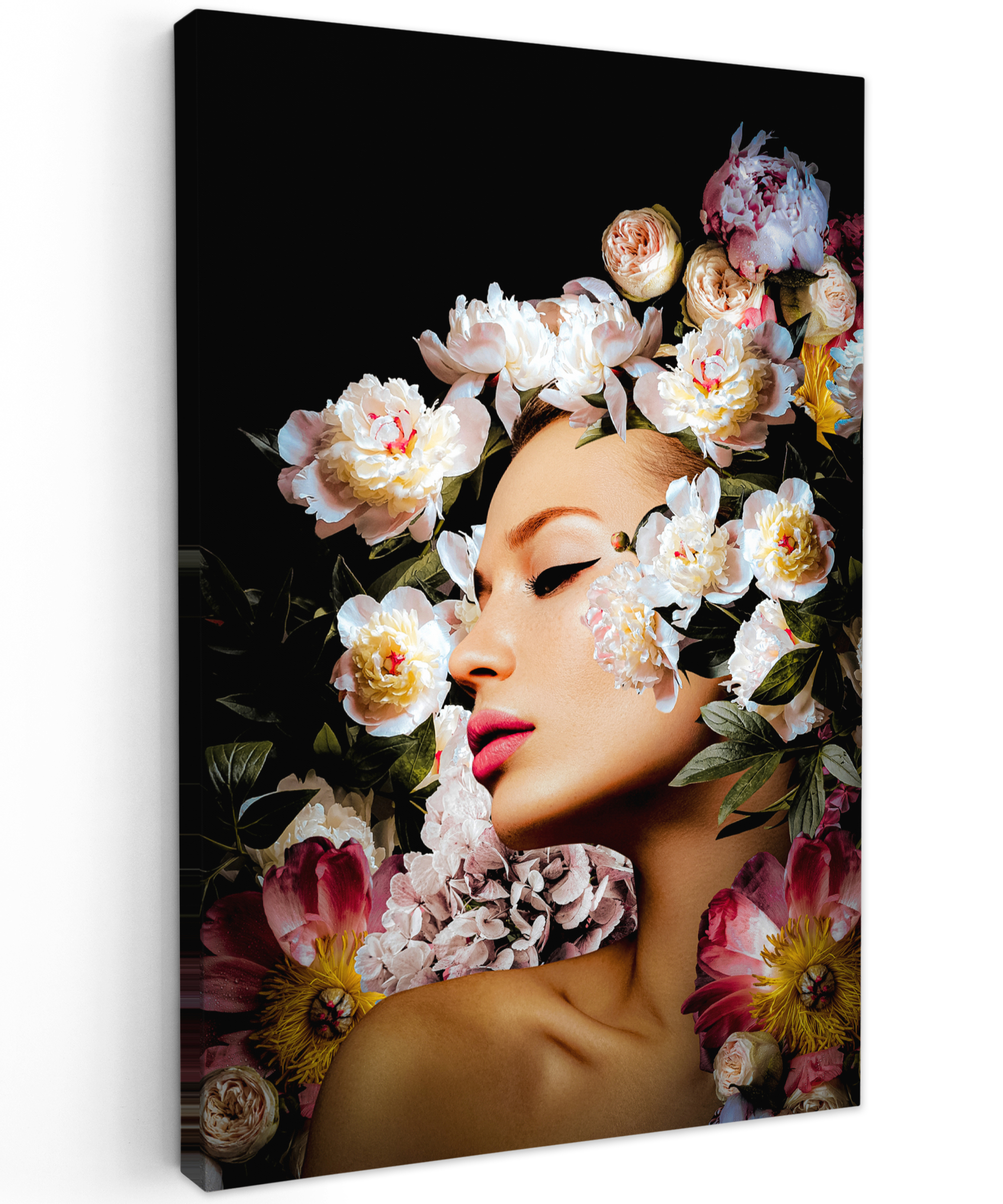 Leinwandbild - Frauen - Blumen - Rosen - Porträt