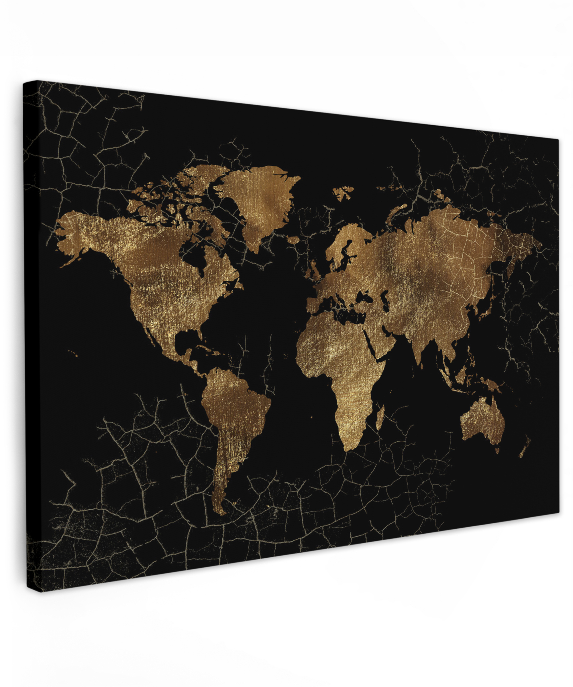 Canvas schilderij - Wereldkaart - Marmer - Goud
